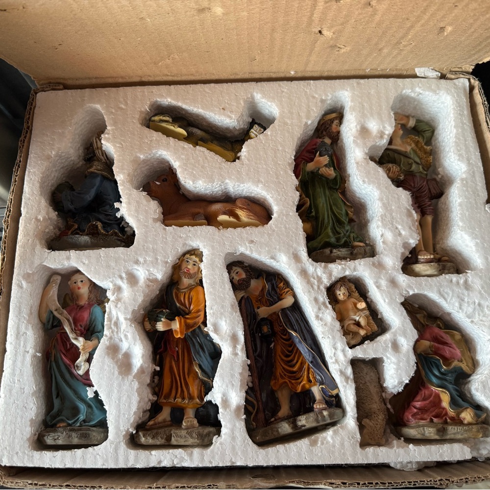 Hand-Painted Nativity Scene Figurine Set